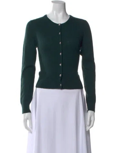 Pre-owned White + Warren Cashmere Crew Neck Sweater In Green