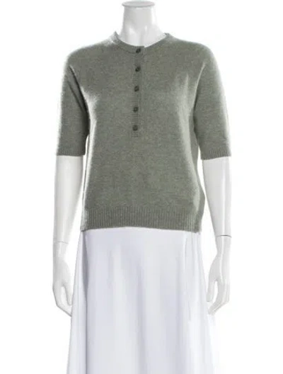 Pre-owned White + Warren Cashmere Crew Neck Sweater In Green