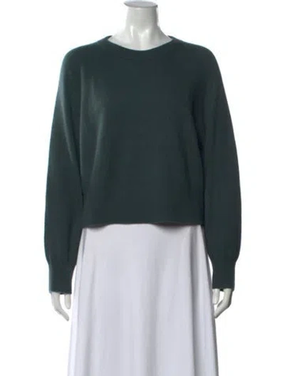 Pre-owned White + Warren Cashmere Crew Neck Sweater In Green