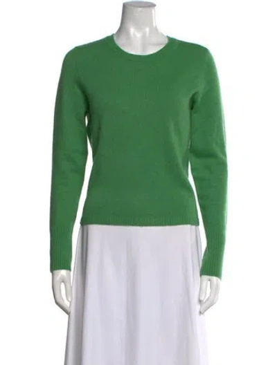 Pre-owned White + Warren Cashmere Crew Neck Sweater In Green