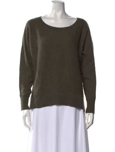 Pre-owned White + Warren Cashmere Crew Neck Sweater In Green