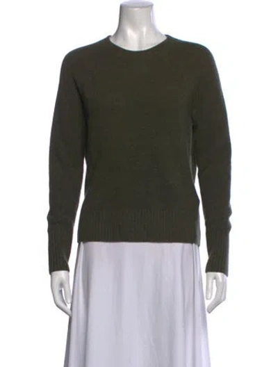 Pre-owned White + Warren Cashmere Crew Neck Sweater In Green