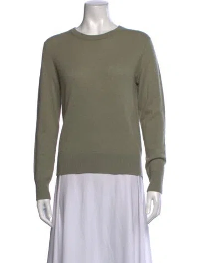 Pre-owned White + Warren Cashmere Crew Neck Sweater In Green