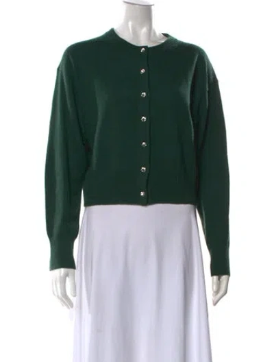 Pre-owned White + Warren Cashmere Crew Neck Sweater In Green