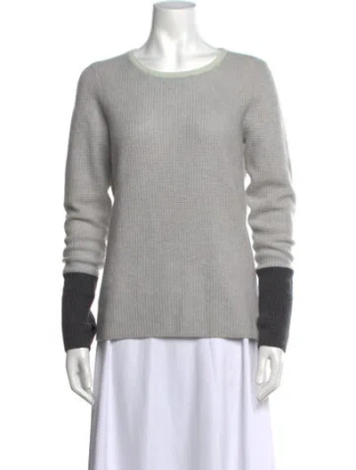 Pre-owned White + Warren Cashmere Crew Neck Sweater In Grey