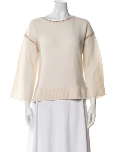 Pre-owned White + Warren Cashmere Crew Neck Sweater In Neutral