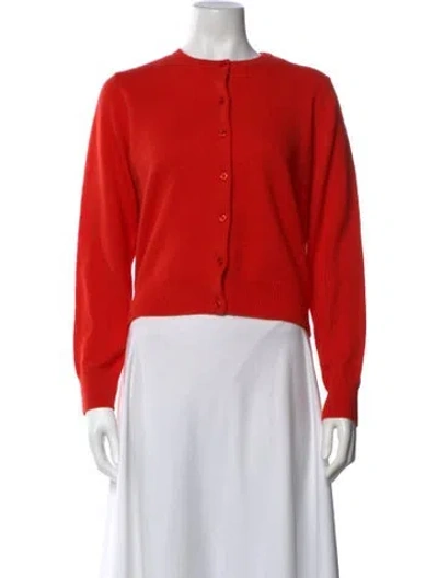 Pre-owned White + Warren Cashmere Crew Neck Sweater In Orange