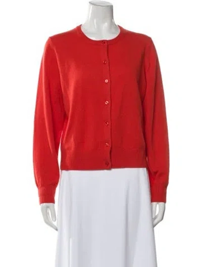 Pre-owned White + Warren Cashmere Crew Neck Sweater In Orange