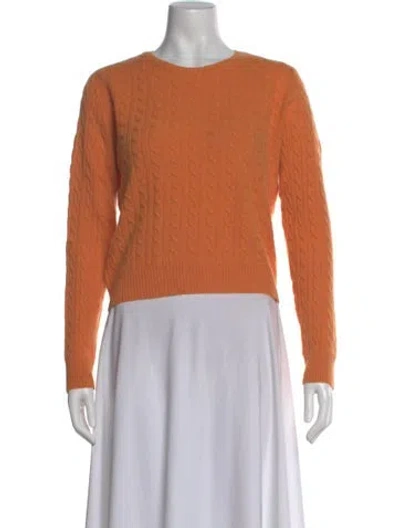Pre-owned White + Warren Cashmere Crew Neck Sweater In Orange