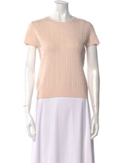 Pre-owned White + Warren Cashmere Crew Neck Sweater In Pink