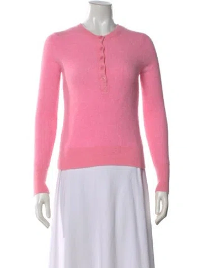Pre-owned White + Warren Cashmere Crew Neck Sweater In Pink