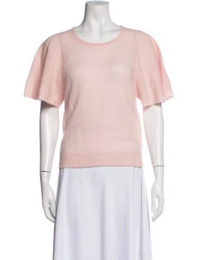 Pre-owned White + Warren Cashmere Crew Neck Sweater In Pink