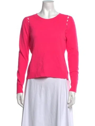 Pre-owned White + Warren Cashmere Crew Neck Sweater In Pink