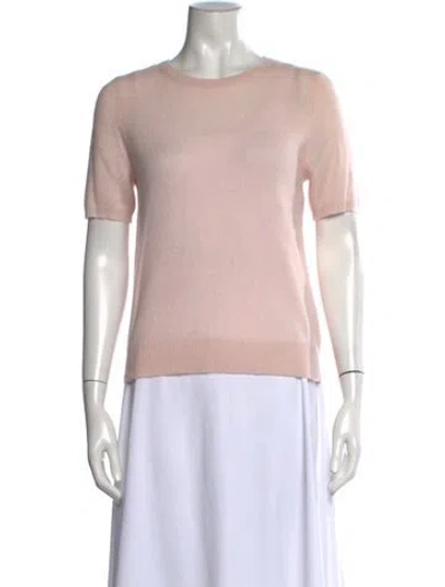 Pre-owned White + Warren Cashmere Crew Neck Sweater In Pink