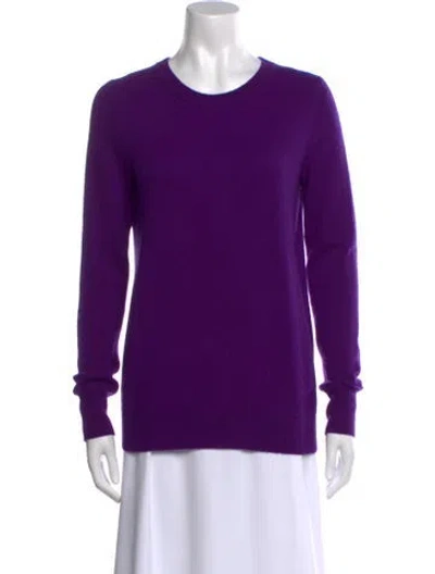 Pre-owned White + Warren Cashmere Crew Neck Sweater In Purple