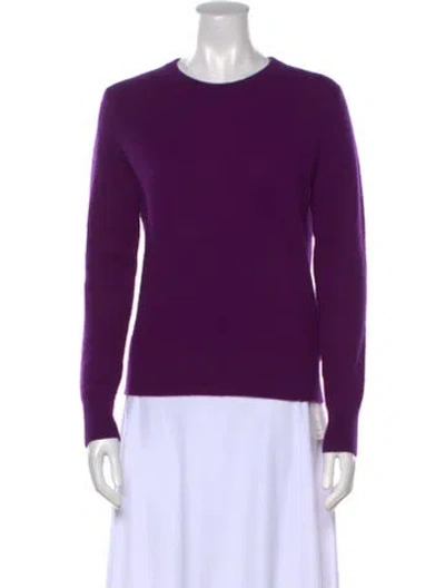Pre-owned White + Warren Cashmere Crew Neck Sweater In Purple