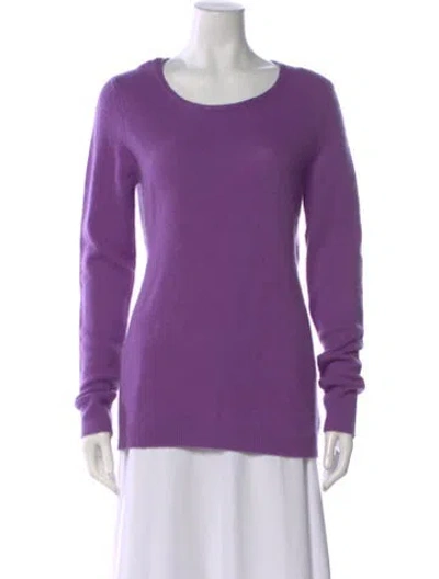 Pre-owned White + Warren Cashmere Crew Neck Sweater In Purple