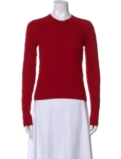 Pre-owned White + Warren Cashmere Crew Neck Sweater In Red