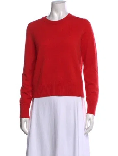 Pre-owned White + Warren Cashmere Crew Neck Sweater In Red