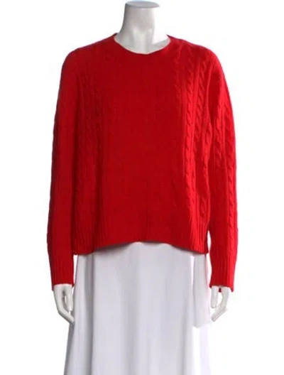Pre-owned White + Warren Cashmere Crew Neck Sweater In Red