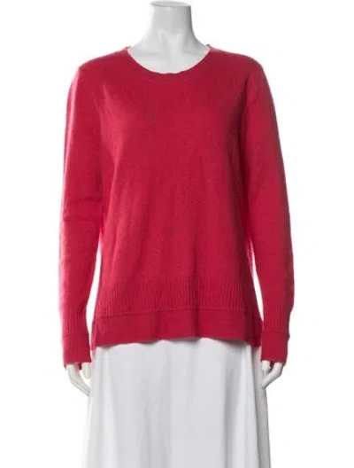 Pre-owned White + Warren Cashmere Crew Neck Sweater In Red