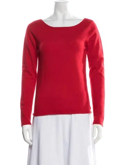 Pre-owned White + Warren Cashmere Crew Neck Sweater In Red