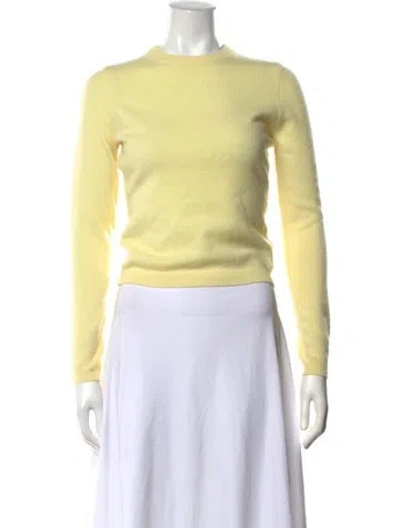 Pre-owned White + Warren Cashmere Crew Neck Sweater W/ Tags In Yellow