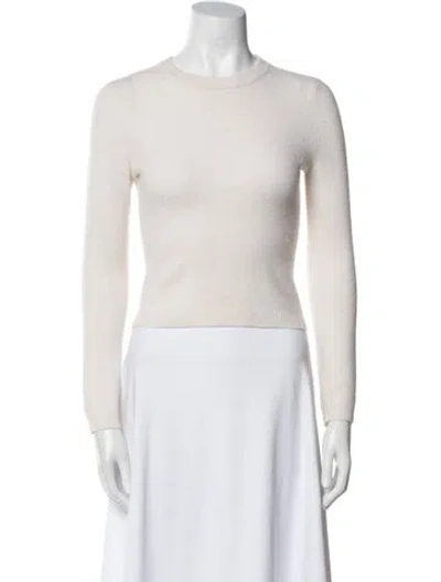 Pre-owned White + Warren Cashmere Crew Neck Sweater In White