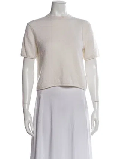 Pre-owned White + Warren Cashmere Crew Neck Sweater In White