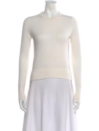 Pre-owned White + Warren Cashmere Crew Neck Sweater In White