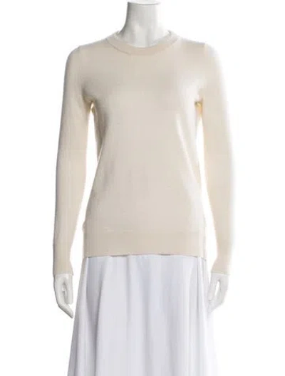 Pre-owned White + Warren Cashmere Crew Neck Sweater In White
