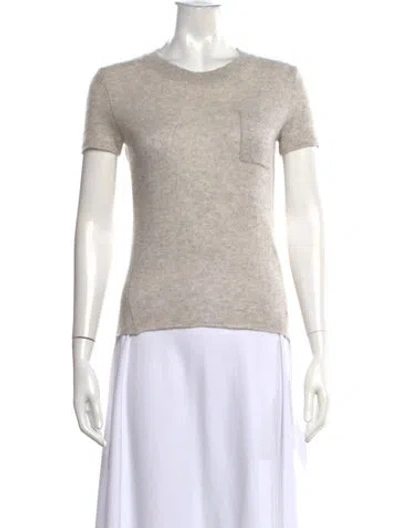 Pre-owned White + Warren Cashmere Crew Neck Sweater In White
