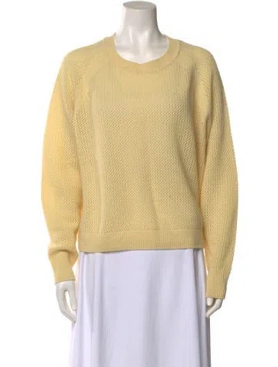 Pre-owned White + Warren Cashmere Crew Neck Sweater In Yellow