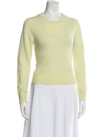 Pre-owned White + Warren Cashmere Crew Neck Sweater In Yellow