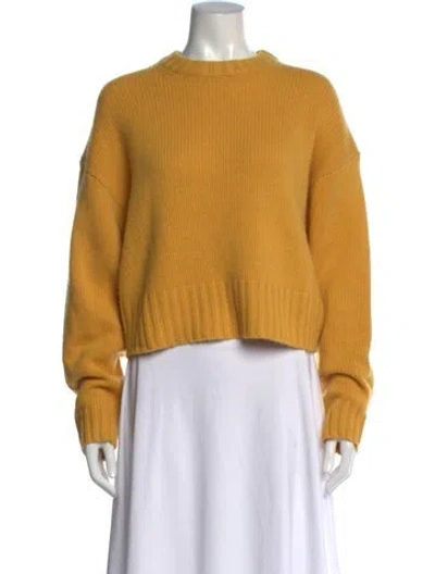 Pre-owned White + Warren Cashmere Crew Neck Sweater In Yellow