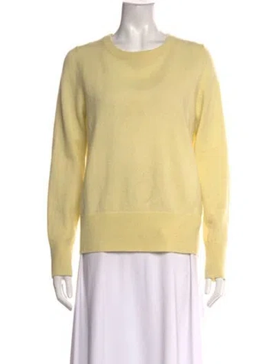 Pre-owned White + Warren Cashmere Crew Neck Sweater In Yellow