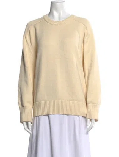 Pre-owned White + Warren Cashmere Crew Neck Sweater In Yellow