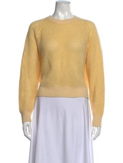 Pre-owned White + Warren Cashmere Crew Neck Sweater In Yellow