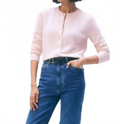 White + Warren Cashmere Crewneck Cardigan In Pink Sand