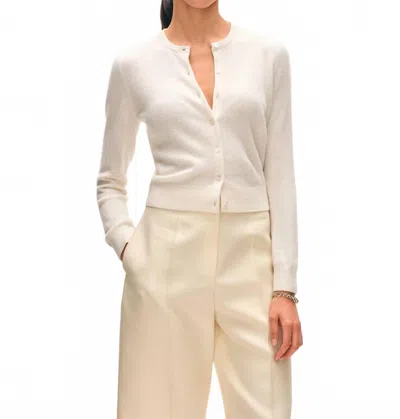 White + Warren Cashmere Crewneck Cardigan In Soft White In Neutral
