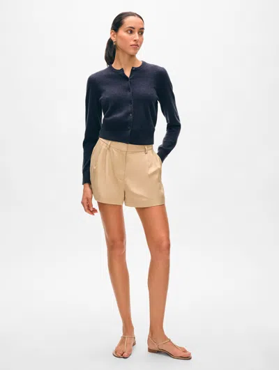 White + Warren Cashmere Crewneck Cardigan Sweater In Deep Navy Blue