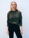 White + Warren Cashmere Crewneck Thyme Heather Top In Green