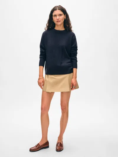 White + Warren Cashmere Crewneck Top In Deep Navy Blue