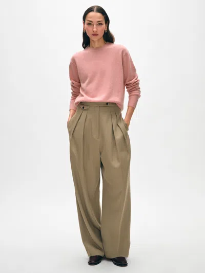 White + Warren Cashmere Crewneck Top In Faded Rose