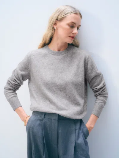White + Warren Cashmere Easy Sweatshirt In Grey Heather