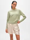 White + Warren Cashmere Crewneck Top In Mint Green