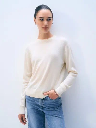 White + Warren Cashmere Crewneck Top In Soft White