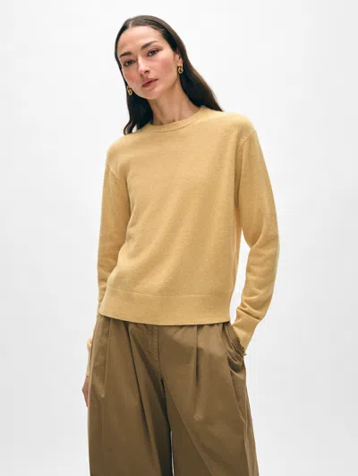 White + Warren Cashmere Crewneck Top In Vintage Gold