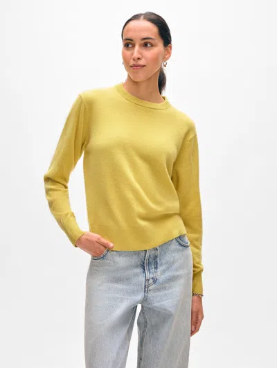 White + Warren Cashmere Crewneck Top In Yellow Sunbeam
