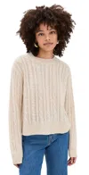 White + Warren Cashmere Cropped Cable Crew Sweater Natural Heather In Natural Heather